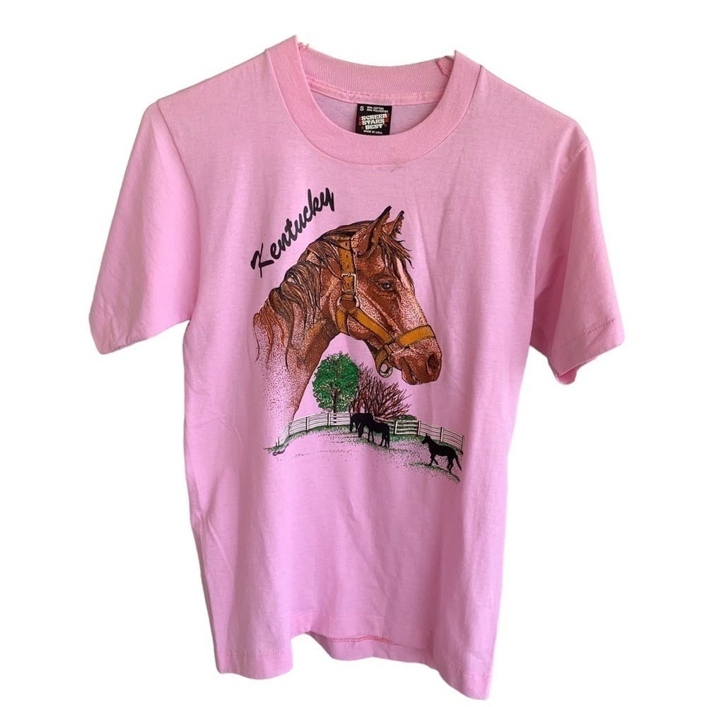 Vintage Kentucky Horse Shirt Adult Large Women’s 90s Tee Pink Royalprints - Picture 1 of 9